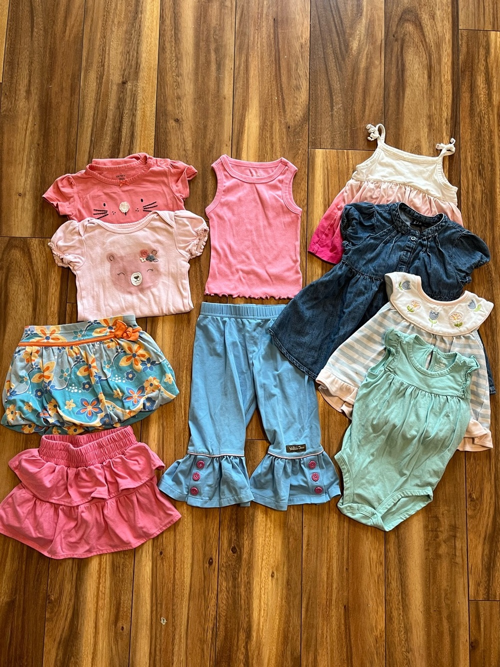 Cute colorful baby girl 18-24 mo infant summer clothing bundle skirts dresses